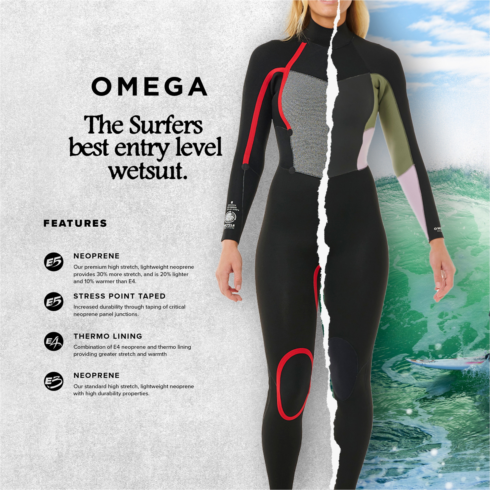 2026 Rip Curl Dam Omega 4/3mm Back Zip Våtdräkt 17CWFS - Black